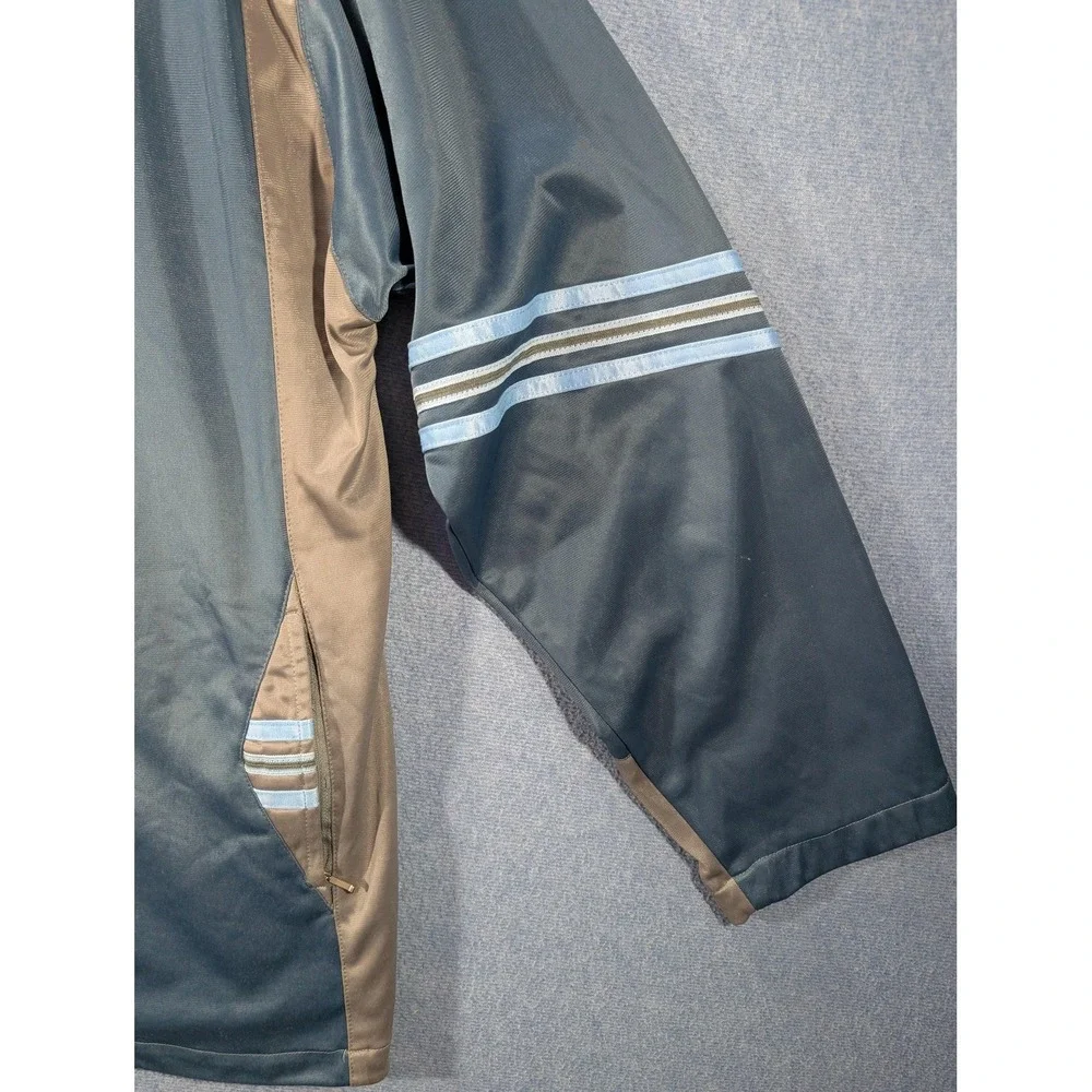 Bullion Track Jacket Mens Large Blue Tan Colorblock Full Zip Stripe Pockets